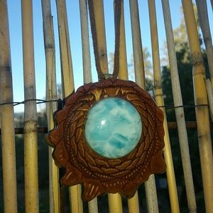 Larimar Third Eye Pinecone Necklace
